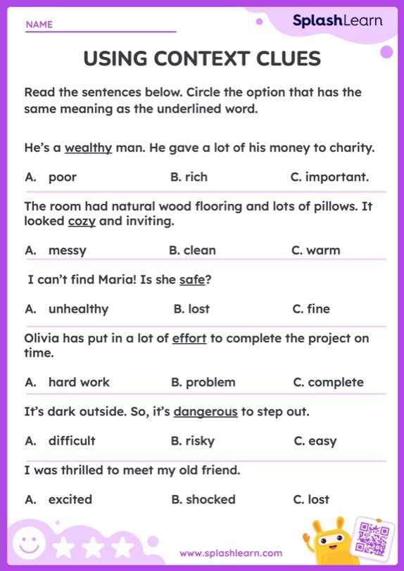 context clues worksheets 3rd grade