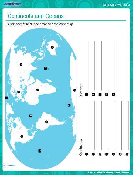 continents and oceans worksheet free