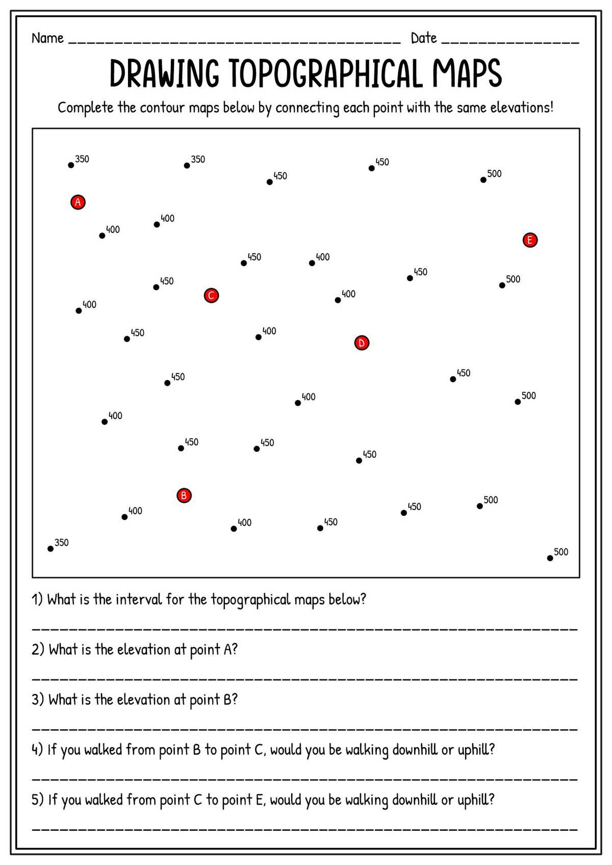 contour line worksheet