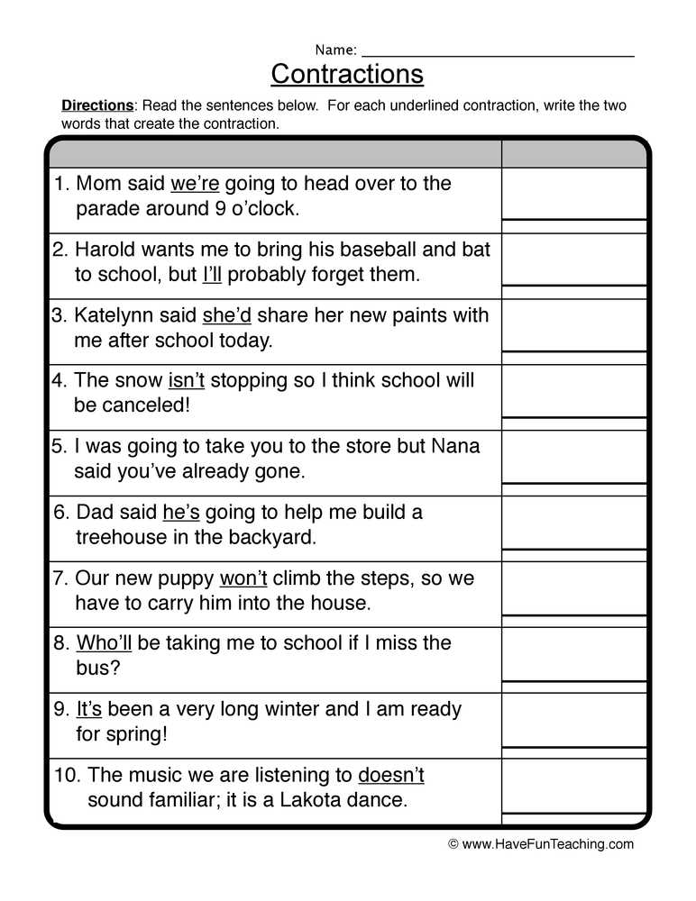contractions paragraph worksheet contractions paragraph worksheet