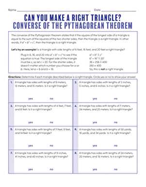 converse of pythagoras worksheet
