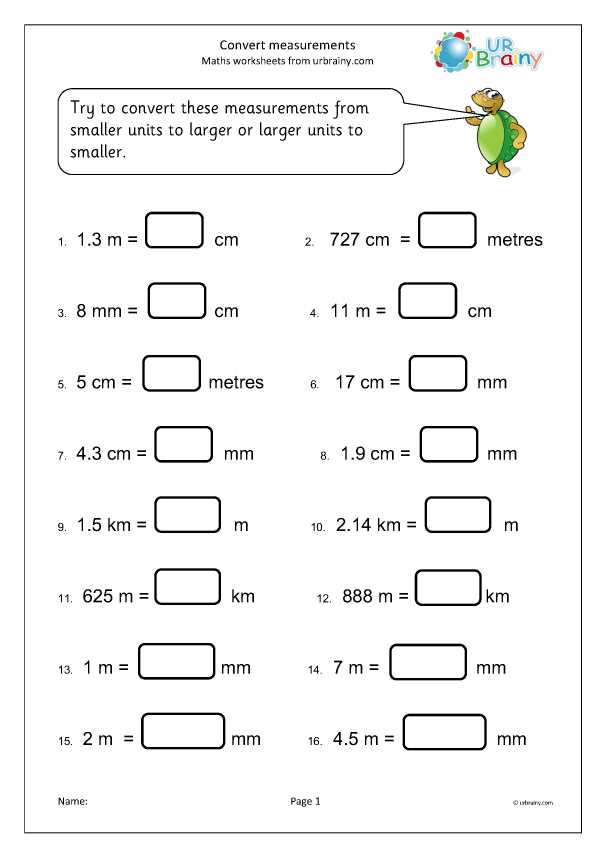 conversion of measurements worksheet conversion of measurements worksheet