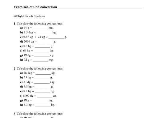 converting mass worksheet