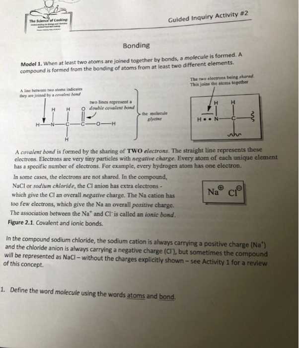 cooking with elements worksheet