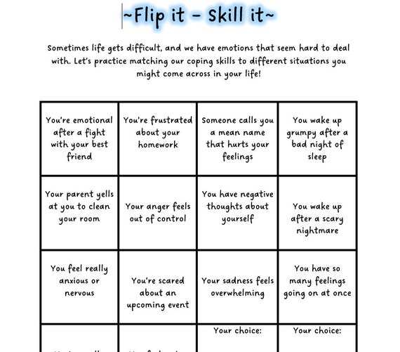 coping skills worksheet for teens