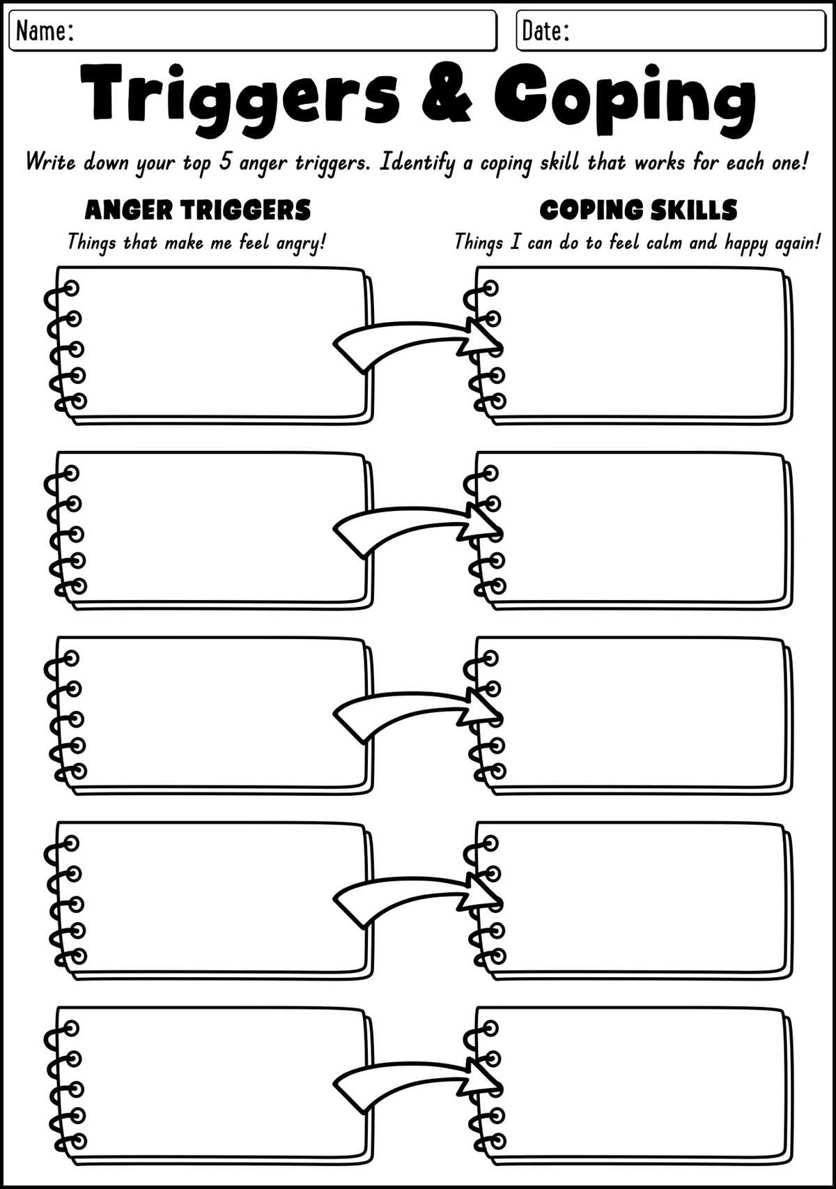 coping strategies worksheet for kids