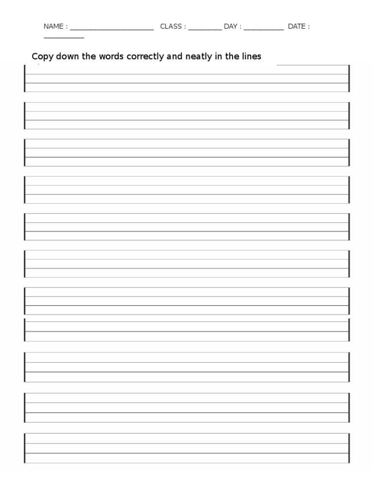 copy words worksheet