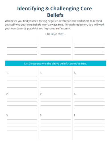 core belief worksheets