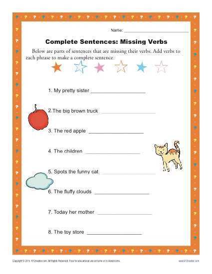 correct verb in the sentence worksheet