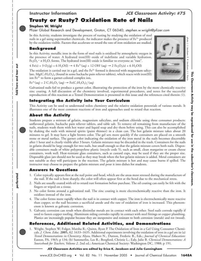 corrosion worksheet