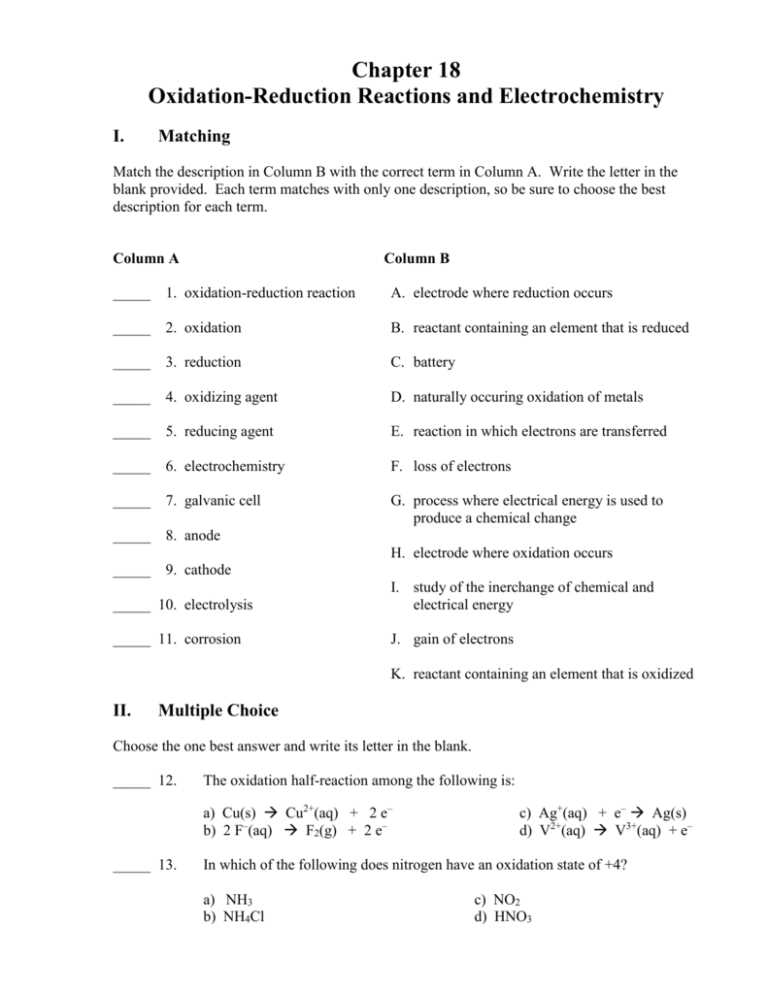 corrosion worksheet