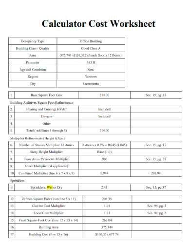 cost base calculation worksheet