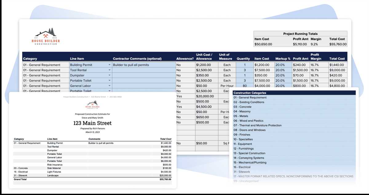 cost estimate worksheet template