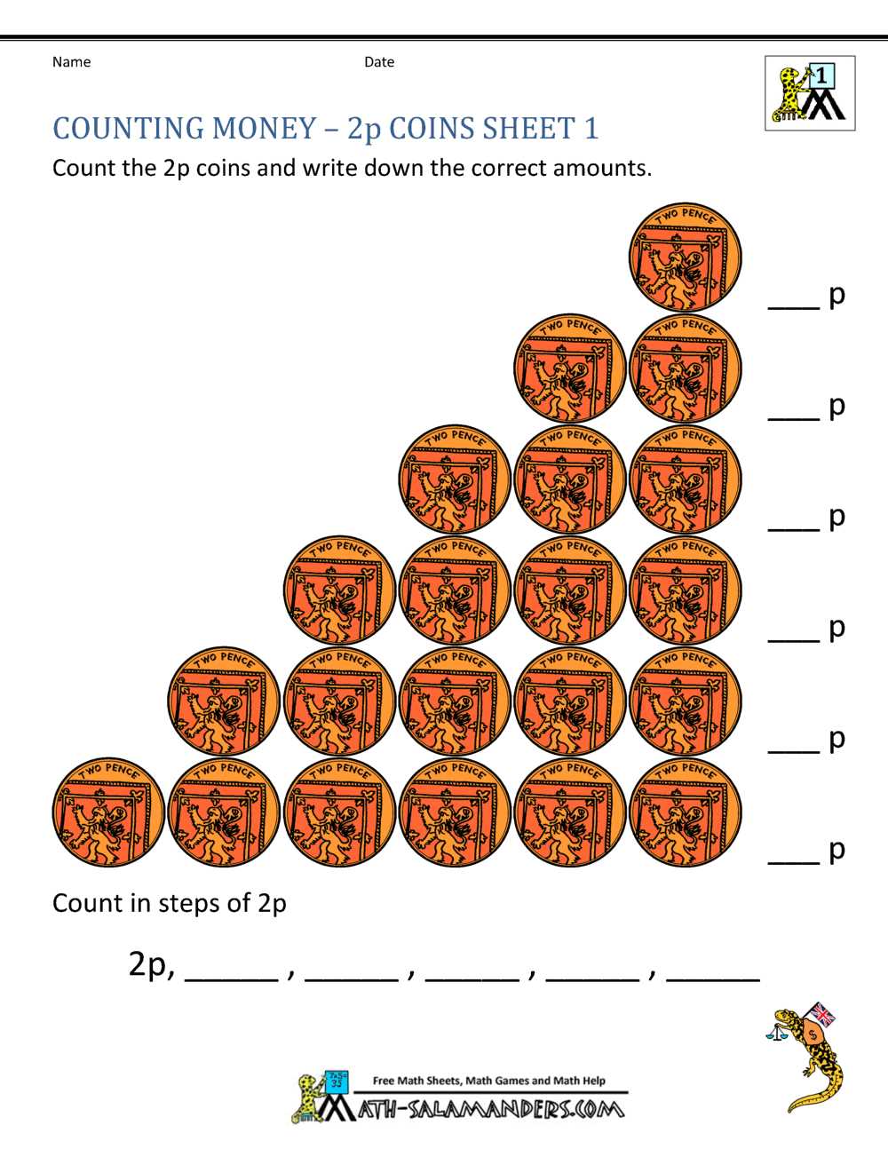 count money worksheets