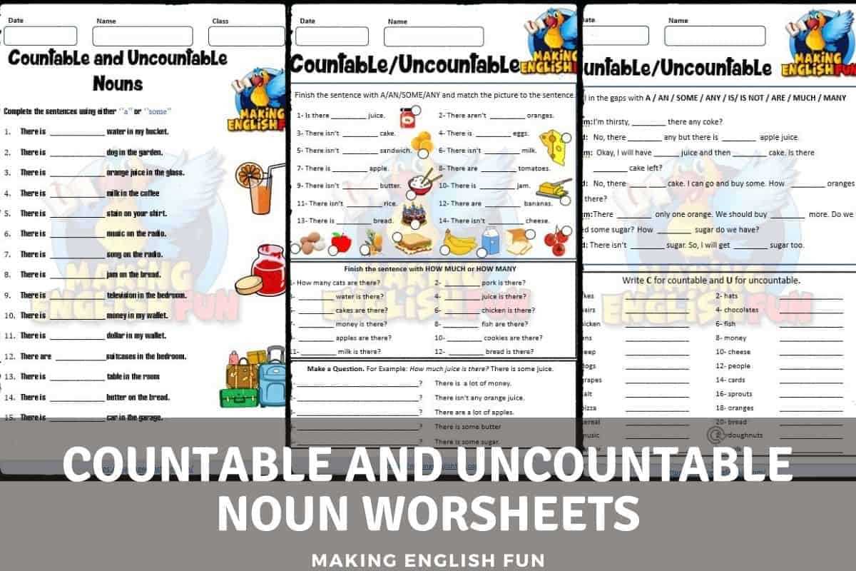 countable or uncountable worksheet