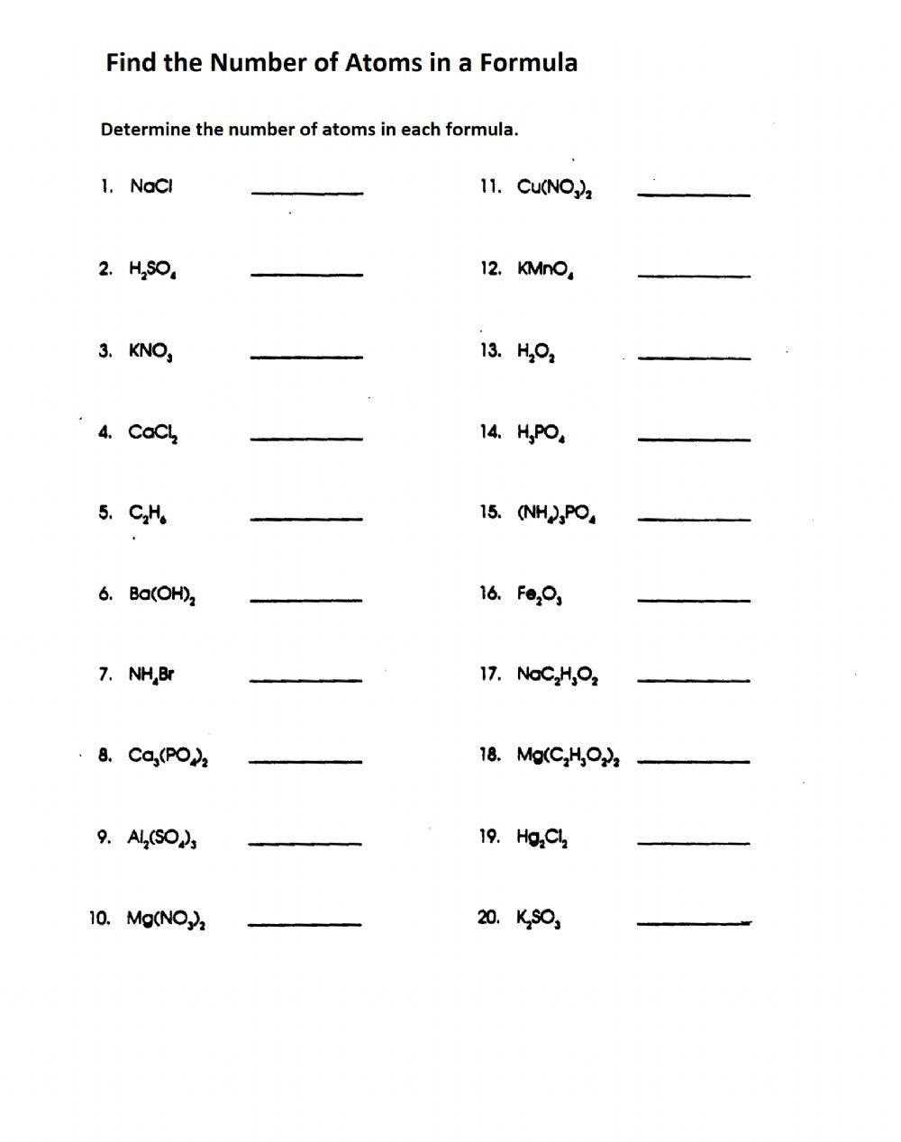 counting atoms review worksheet