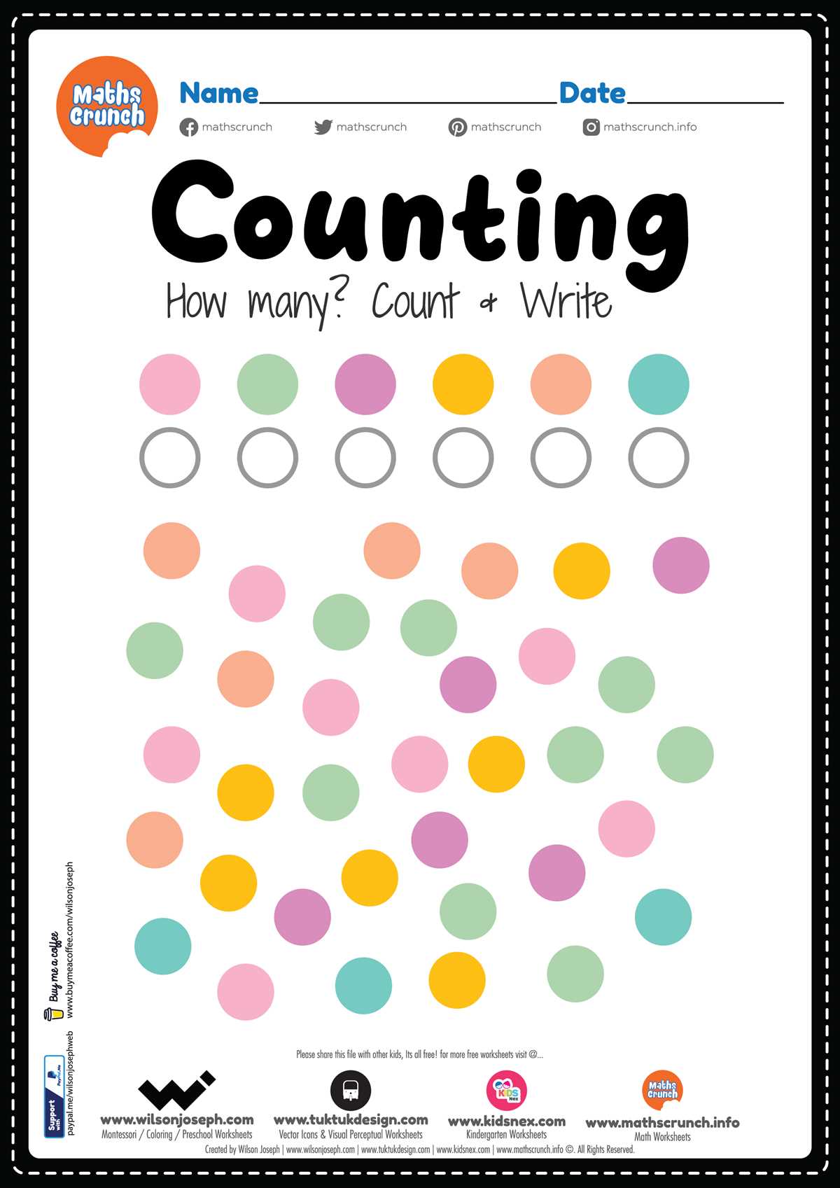 counting free printable worksheets