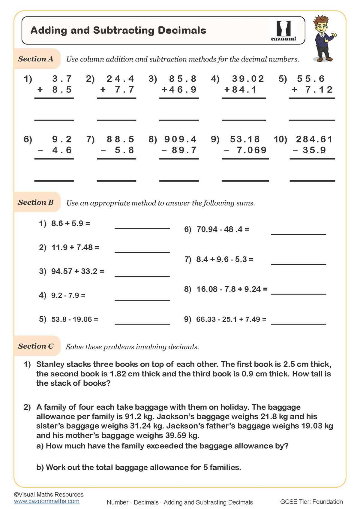 counting in decimals worksheet