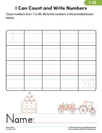 counting numbers to 20 worksheets