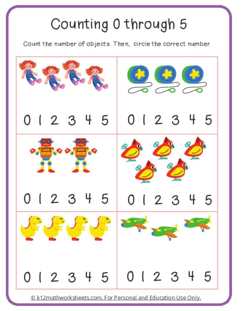 counting objects kindergarten worksheets