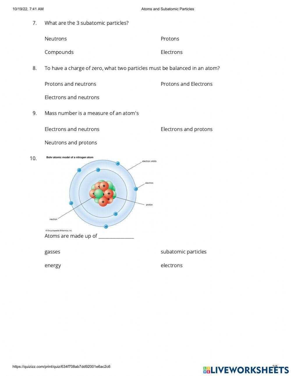 counting subatomic particles worksheet