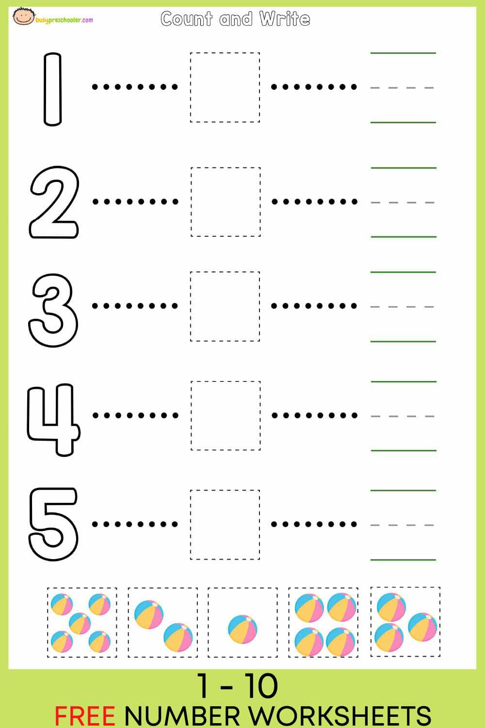 counting worksheets 1 10 free