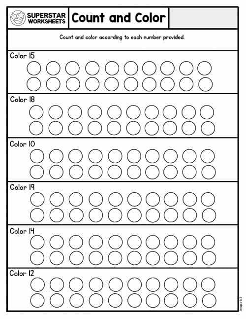 counting worksheets kindergarten 1 20