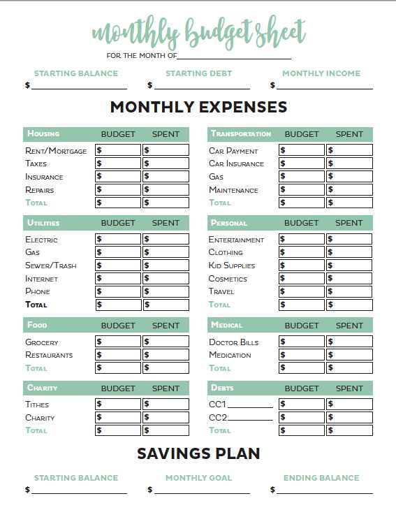 couples financial planning worksheet