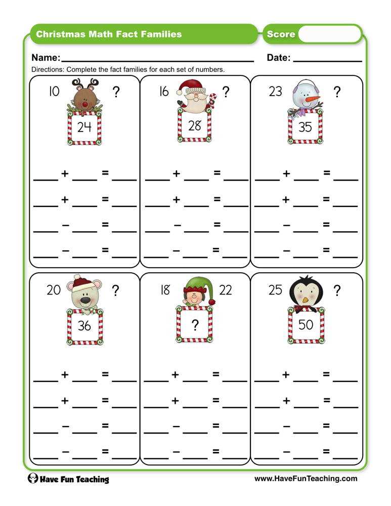 christmas math worksheets