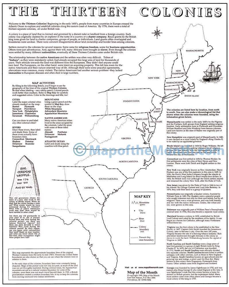 13 colonies worksheet