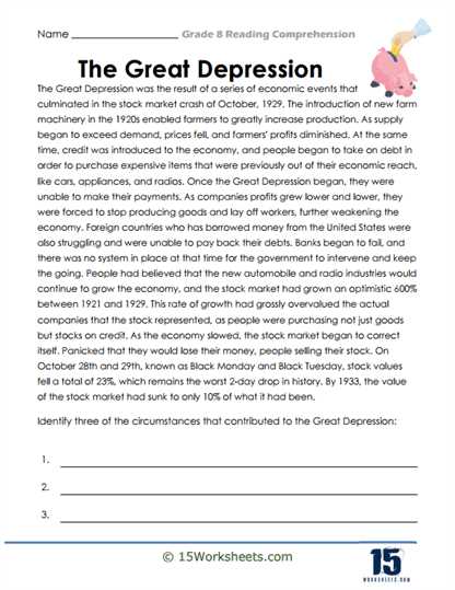 8th grade comprehension worksheets