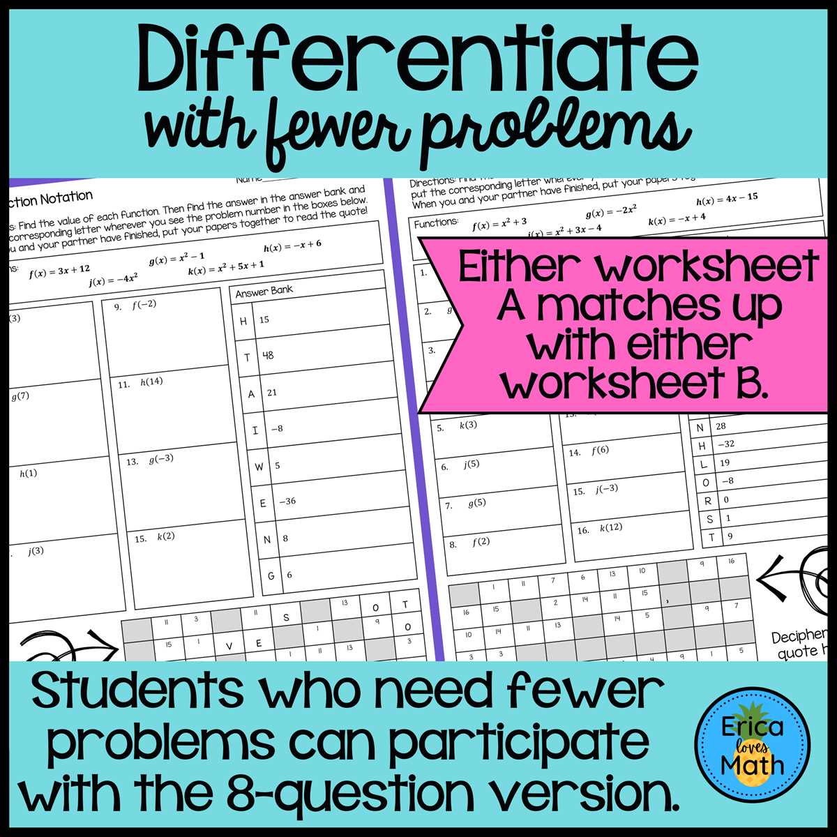 function notation worksheet