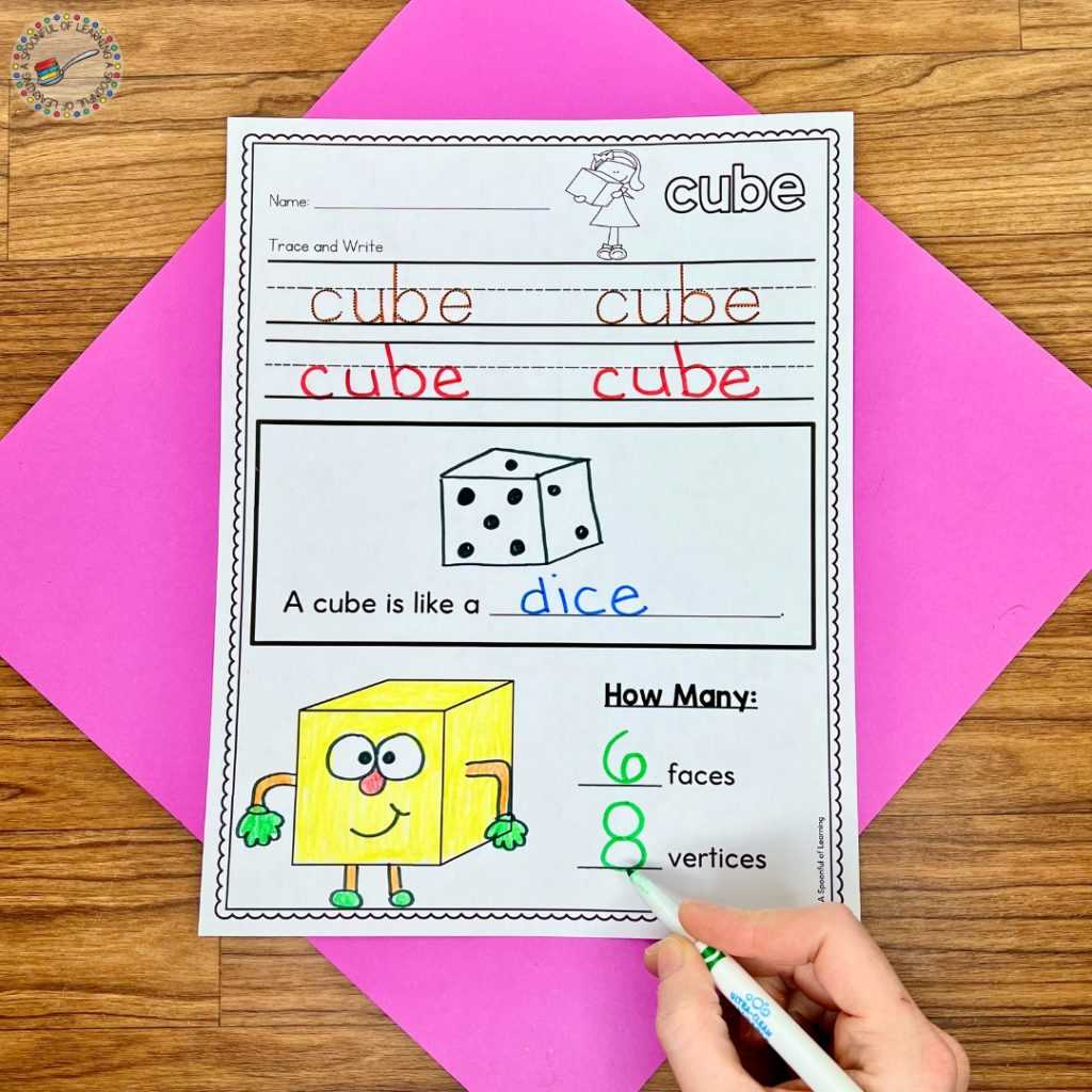kindergarten 3d shapes worksheet