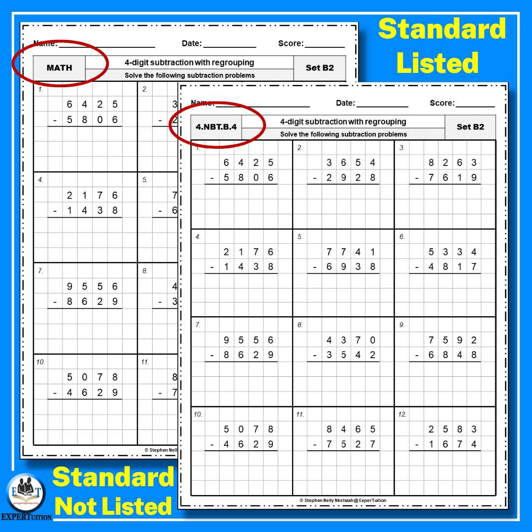 subtraction with regrouping free worksheets