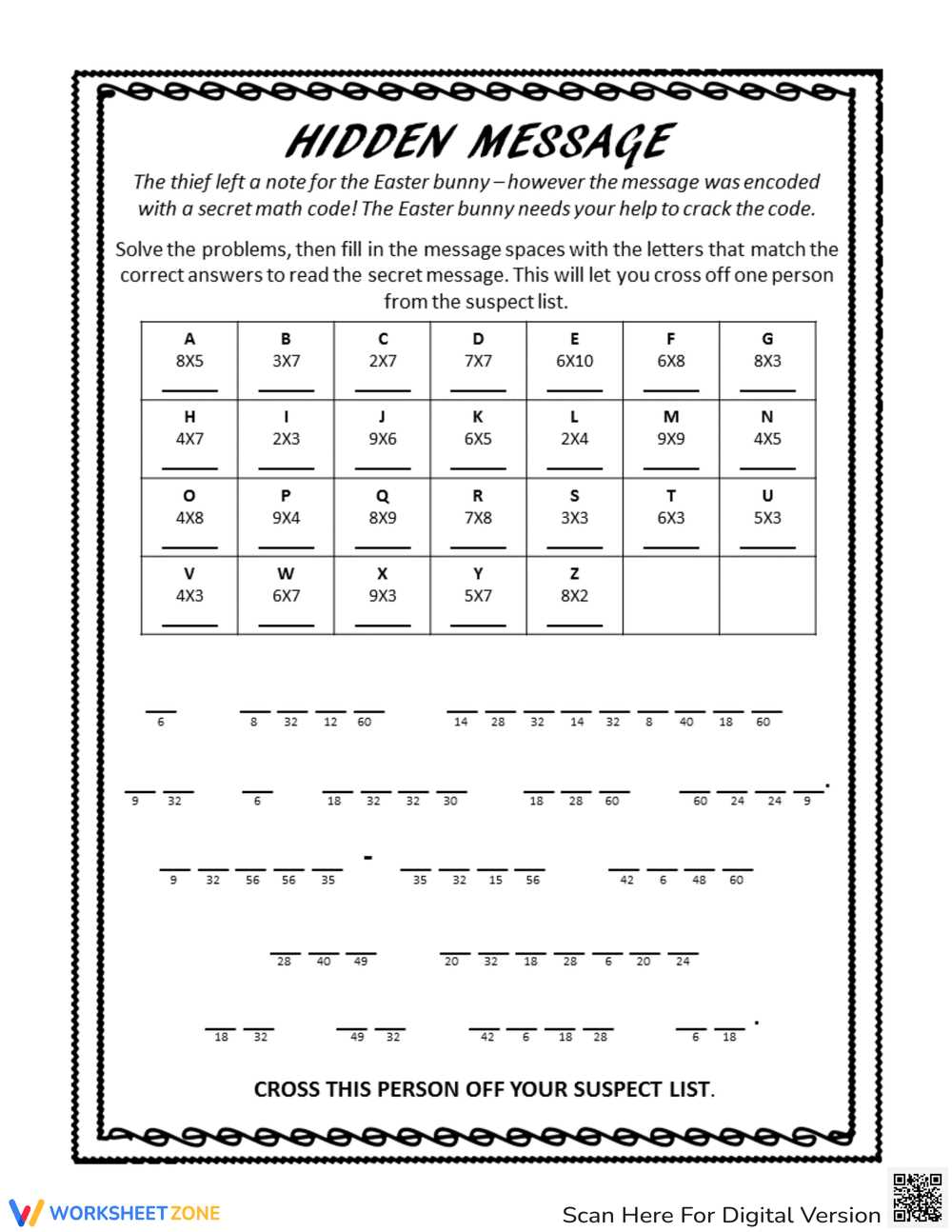 crack the code worksheet printable