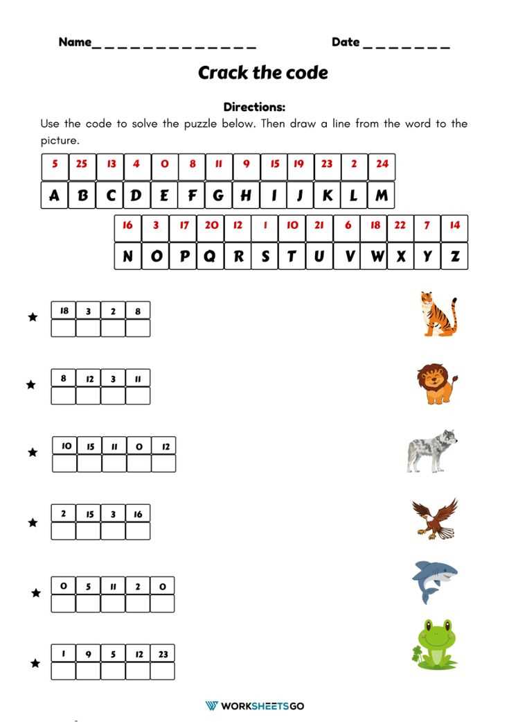 crack the code worksheets for kids