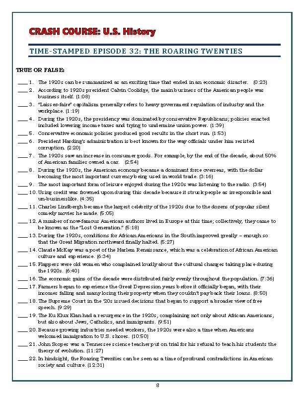 crash course us history 16 worksheet