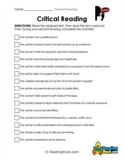critical thinking comprehension worksheets