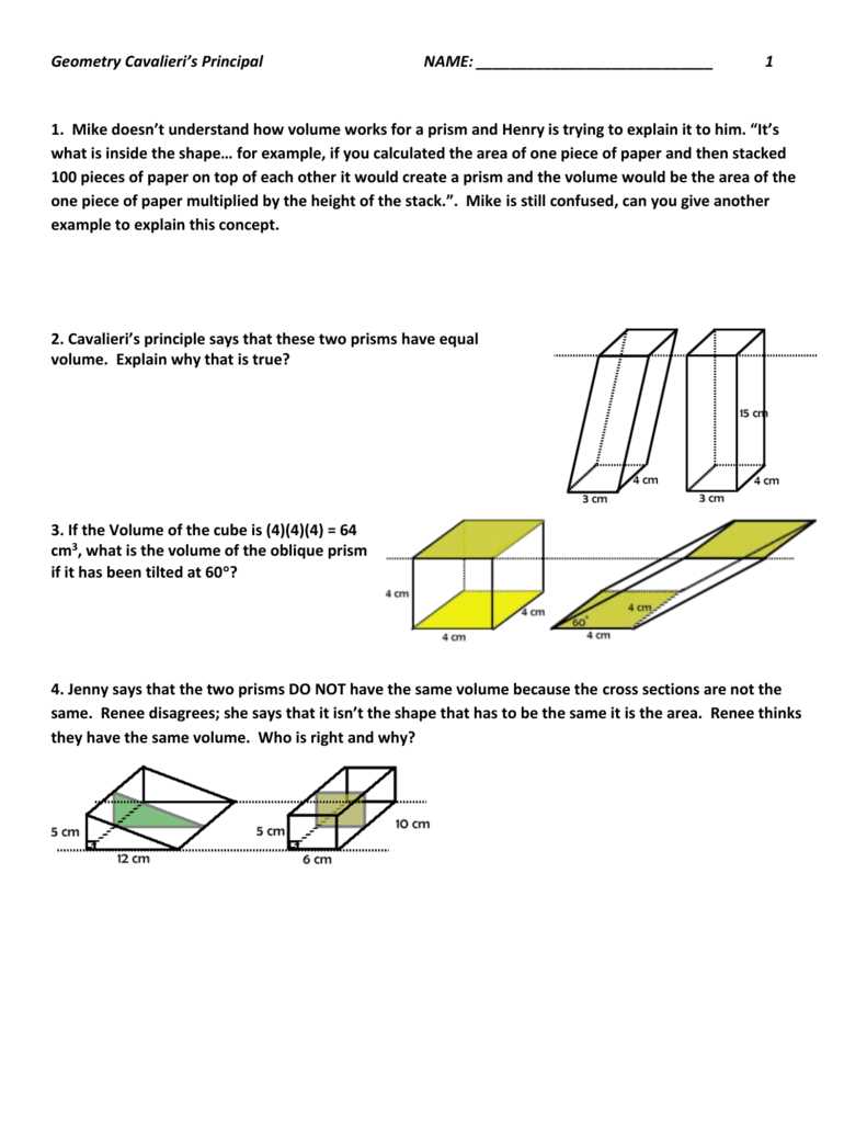 cross section geometry worksheet