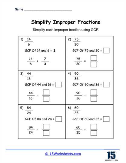 cross simplifying fractions worksheet