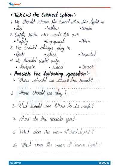 crossing the road safely worksheets