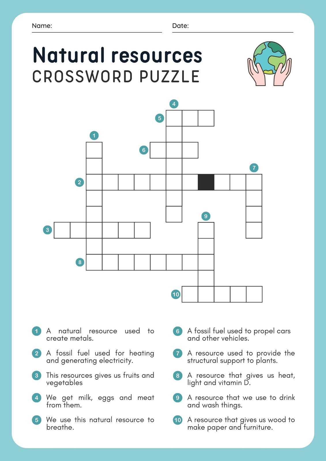 crossword puzzle worksheet