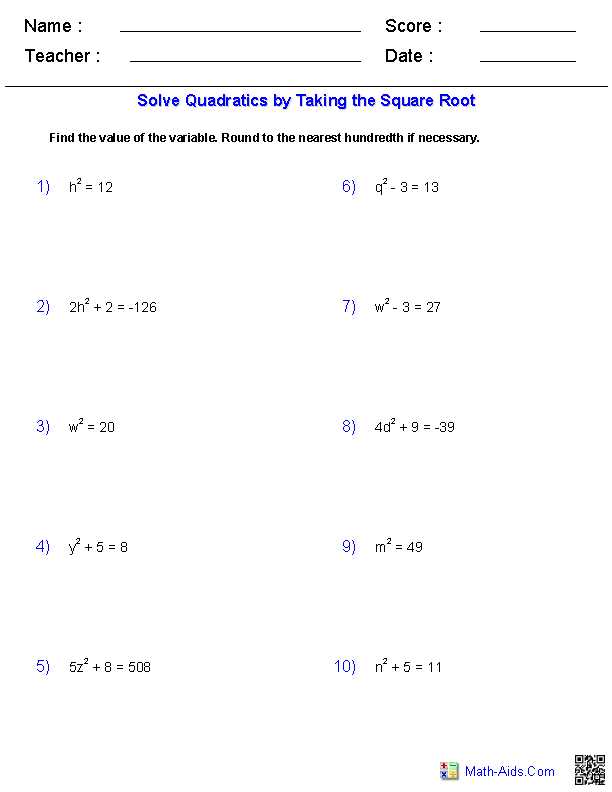 linear and quadratic systems worksheet