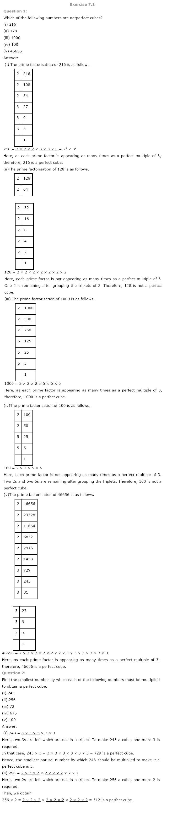 cube cube roots worksheet class 8