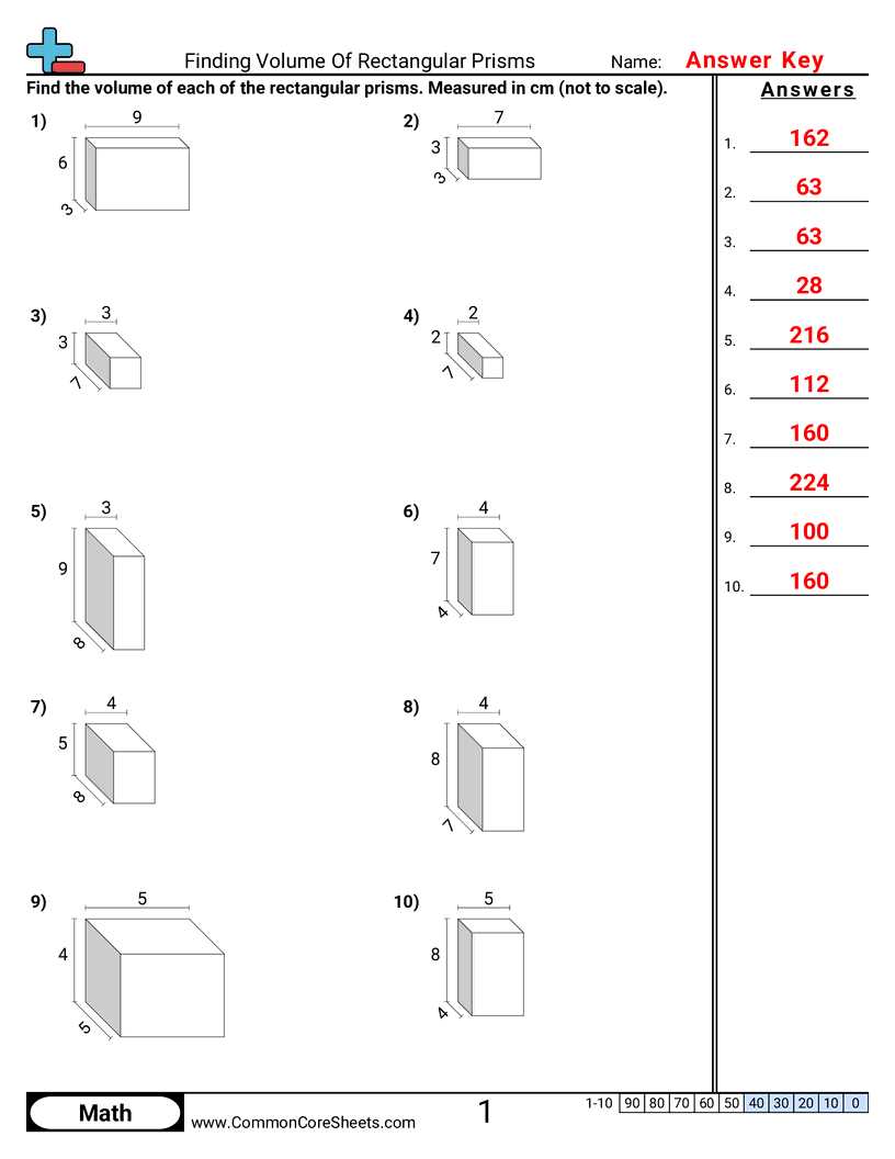 cubic volume worksheets