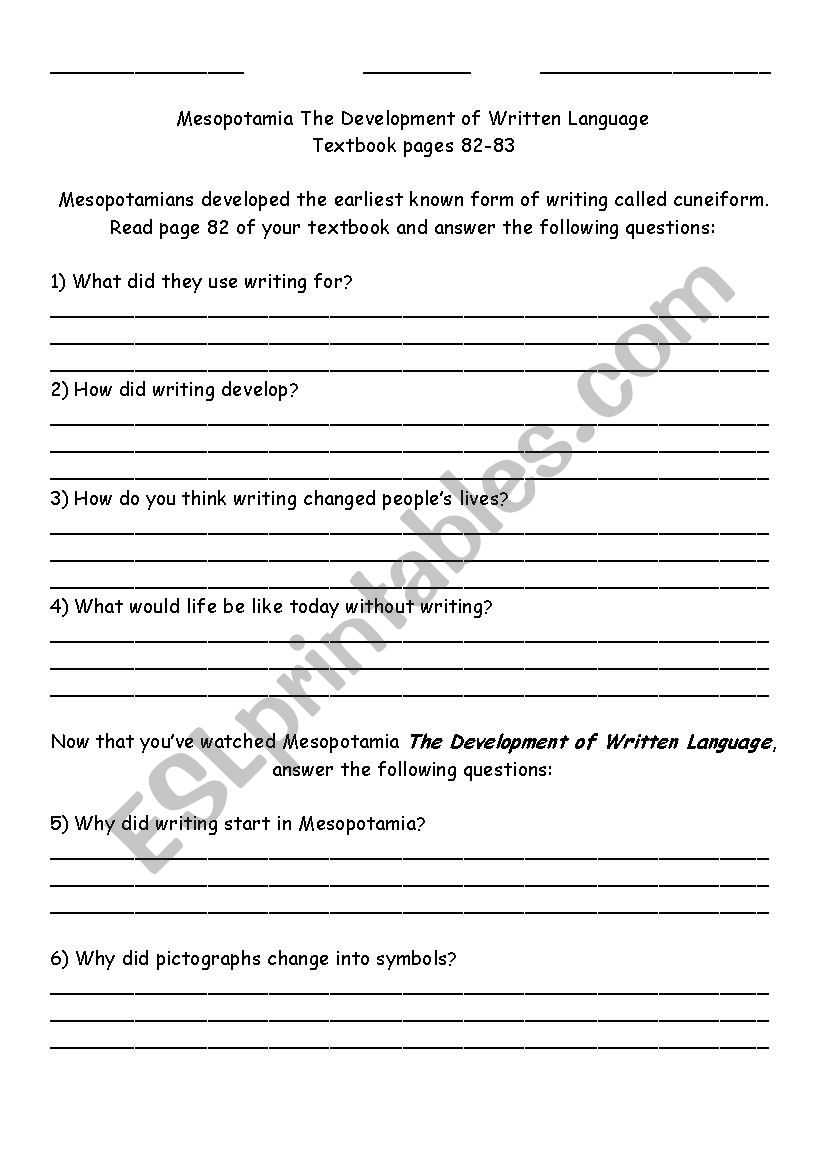 cuneiform worksheet