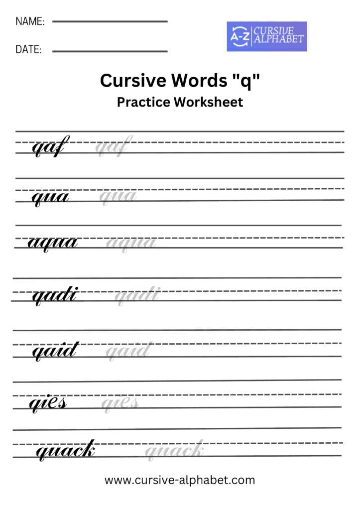 cursive letter q worksheet