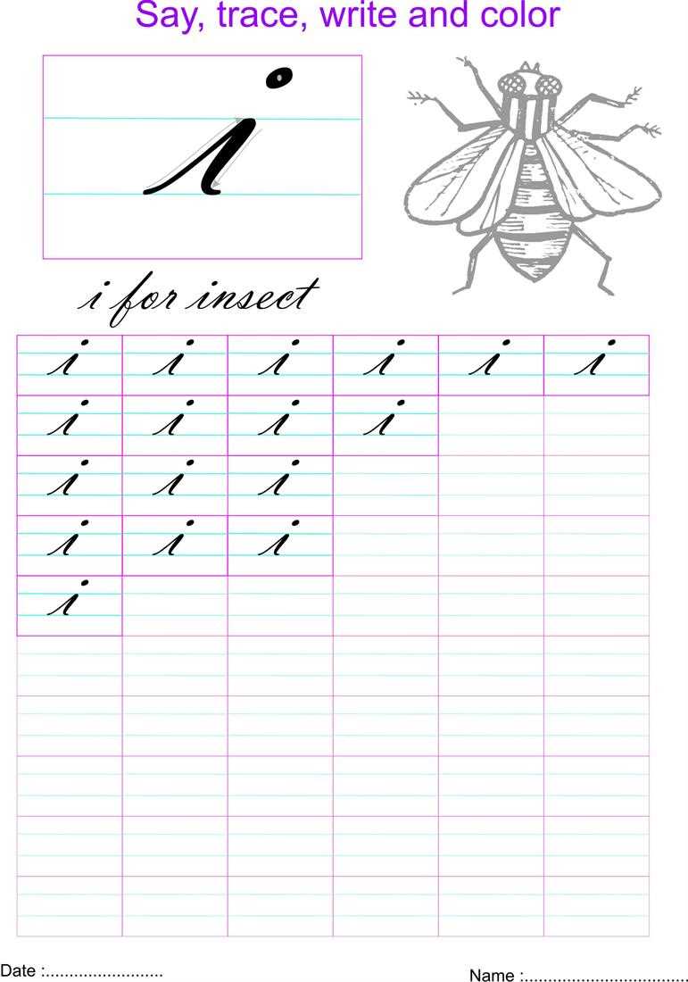 cursive lowercase i worksheet