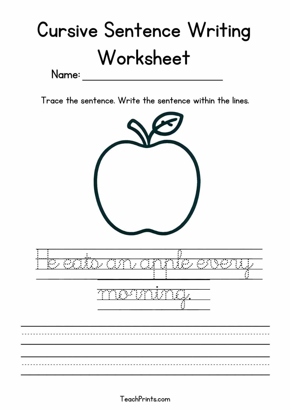 cursive sentence worksheet