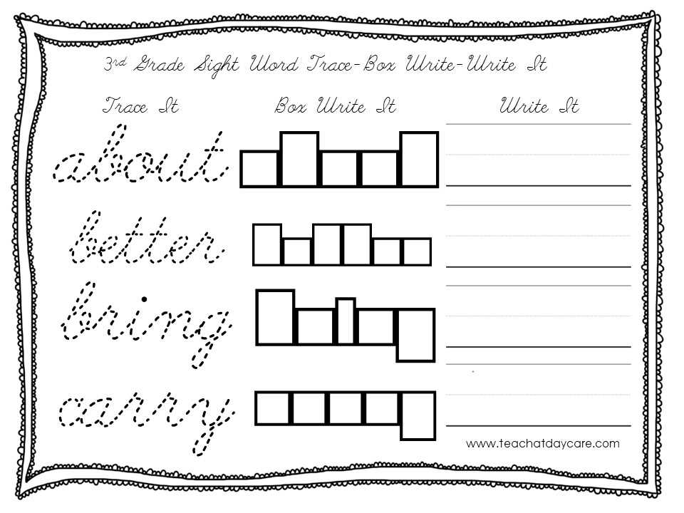 cursive words worksheets